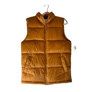 Old Navy Water Resistant Puffer Vest Amber Ochre Unisex Size Medium‎ NWT